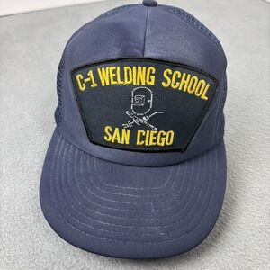 Navy Mens Blue Trucker  San Diego Welding Class Hat Snap Back Welding Military